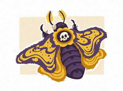 Death's Head Hawkmoth art death deathmoth illustration insect moth skull vector