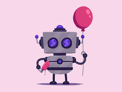 Toddler Robot art balloon cartoon cyborg futuristic illustration popsicle robot toddler vector