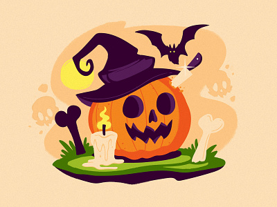 Happy Halloween art bat candle design halloween horror illustration jackolantern lantern spooky vector