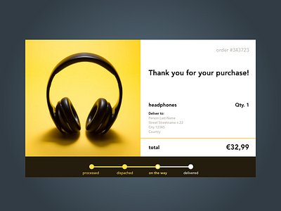 email receipt - daily UI 017 daily daily ui challenge dailyui017 ecomerce email receipt headphones shop