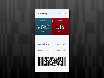 boarding pass - dailyUI 024 boarding pass daily ui challenge dailyui day024 flight ticket travel ui