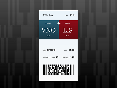 boarding pass - dailyUI 024