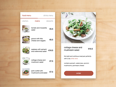 food/drink menu - dailyUI 043