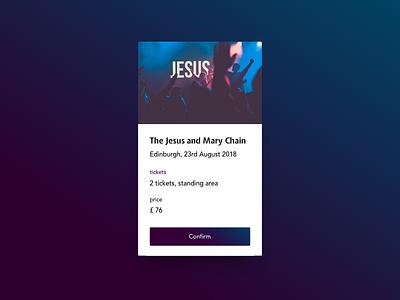 confirmation - dailyUi 054 concert concert tickets confirmation daily ui challenge dailyui dailyui054