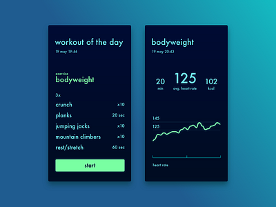 workout of the day - dailyUi 062 daily ui challenge dailyui dailyui062 workout workout of the dar