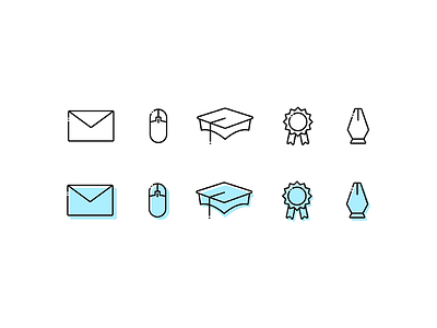 Simple Resume Icons awards contact design education icon iconography illustration line resume skills vector work