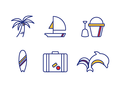 Beach Icons beach design drawing graphic design hawaii icon iconography illustration line mark