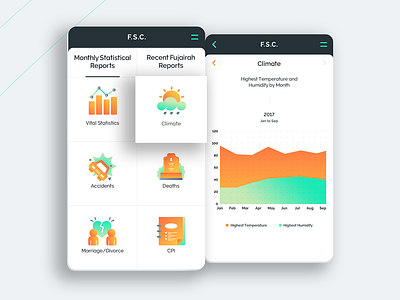F.S.C. app design elements graph icons illustration interaction style tabs ui ux web