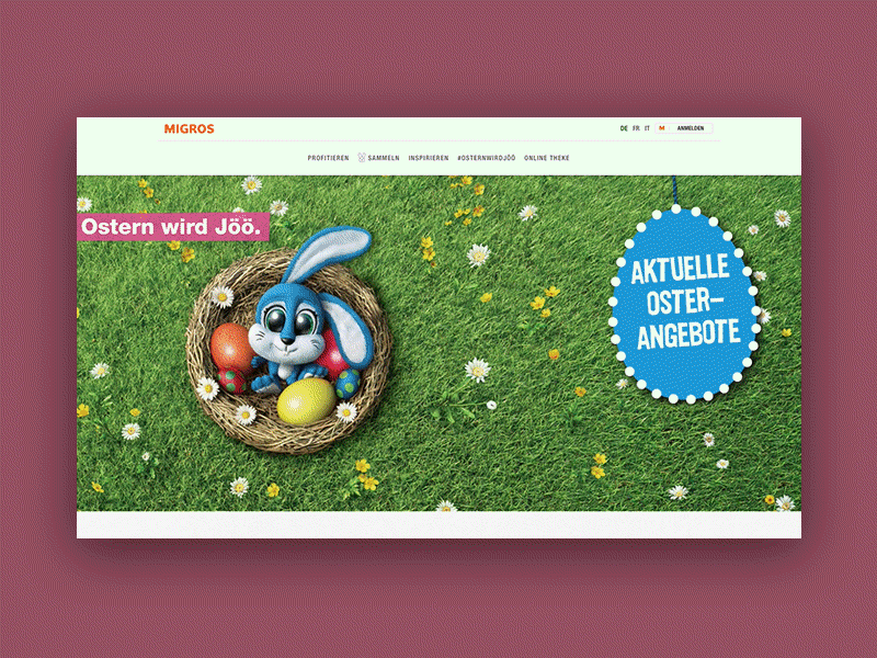 Migros Easter Website animation eastern stationwork website