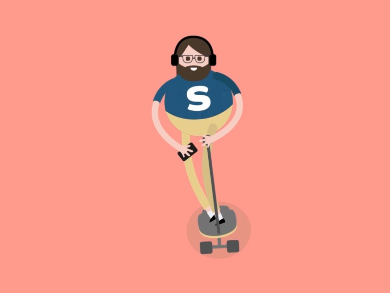 Trying to make the meeting on time like… animation character motion scooter station