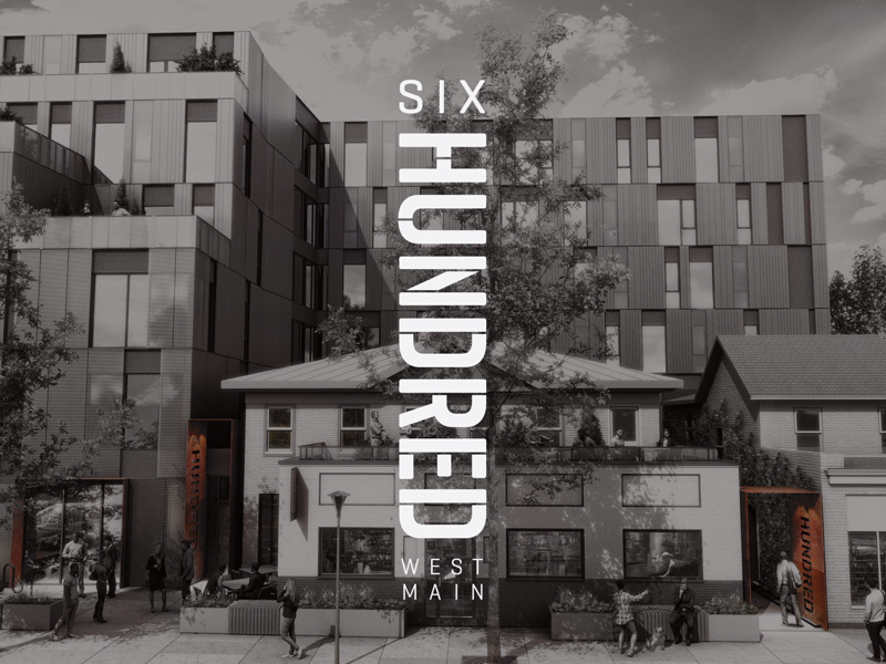 Six Hundred West Main final logo simplicity corten architecture typography stencil vertical logo identity branding