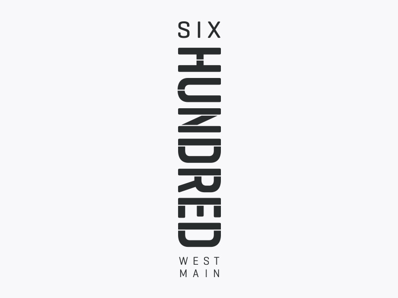Six Hundred West Main | Logo vertical typography stencil simplicity logo identity corten branding architecture