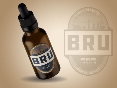 BRU Beard Oil beard beard oil beer beer label canadian craft beard oil craft beer grooming ipa label design logo mens grooming retro small batch toronto