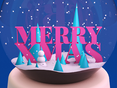 Merry Xmas 3d c4d c4dart christmas muzli snow snowglobe tree typeface xmas