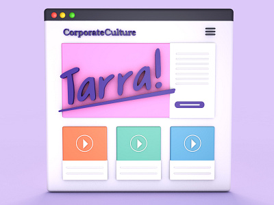 Tarra! 3d c4d c4dart card goodbye leaving render tarra typeface ui ui design website