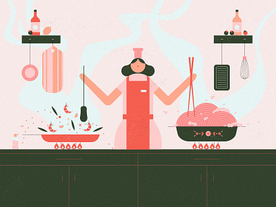 Cooking dinner character cook design illustration