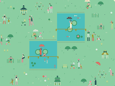 Garden Map- Lily pond character garden illustration lily pond