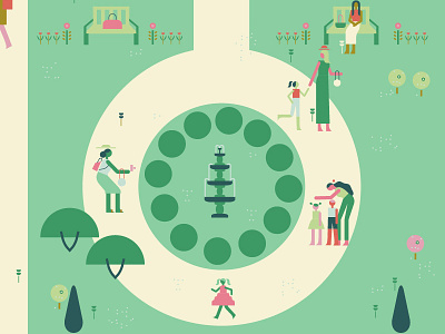 Garden Map - Fountain character fountain garden illustration