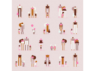 Pink people character design illustration people pink