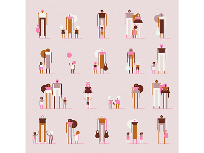 Pink people character design illustration people pink