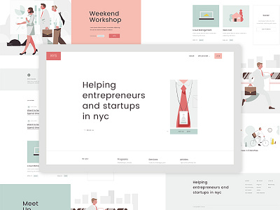 Nyc Startup business entrepreneur illustration landing page layout typography ui ux visual design web design