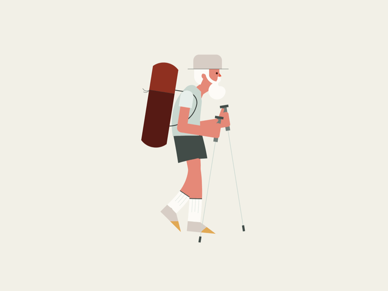 hike animated character elderly gif graphic hike illustration nature walk web