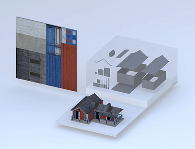3D Module system – House 2 3d 3d art 3d maya design flat illustration minimal