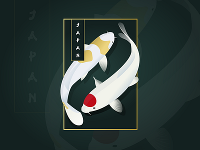 - Japan inspired - design illustration japan koi fish poster vector
