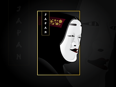 - Japan inspired - design illustration japan noh mask poster vector