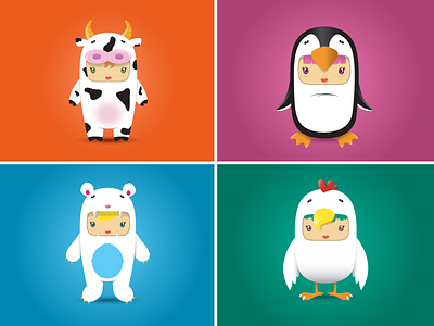 Illustrations animals chicken coloring book cow design fun facts illustration penguin polarbear vector