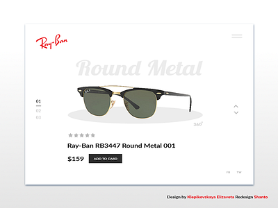 Ray Ban- product show page design flat graphic minimal ui ux website