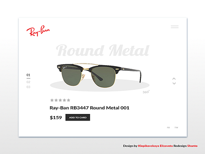 Ray Ban- product show page