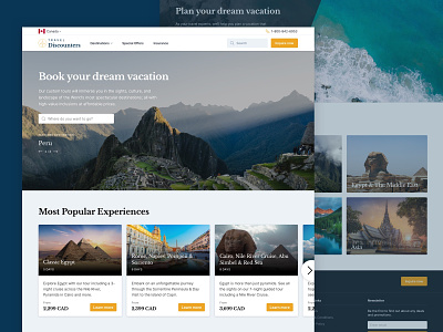Travel Discounters – Homepage landing marketing travel travel agency vacation webflow website