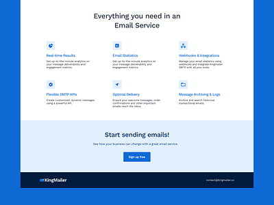 KingMailer – Features landing saas startup web webdesign