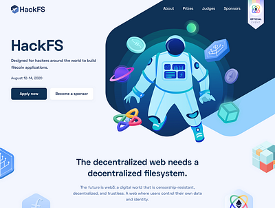 HackFS Website Design ethereum filecoin hackathon illustration web website