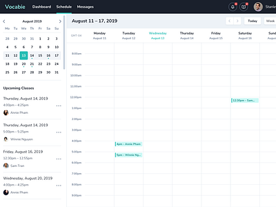 Weekly Calendar for a teaching platform by Gareth Wan on Dribbble