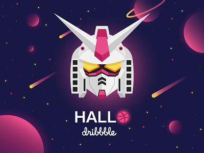 Hello Dribbble! 78 2 debut dribbble first gundam hello illustration robot，toy shot thanks