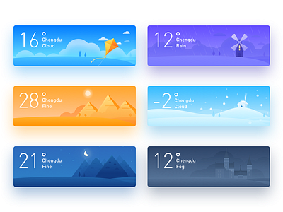 Chengdu weather is nice today app cloudy color foggy illustration interface sunny ui weather