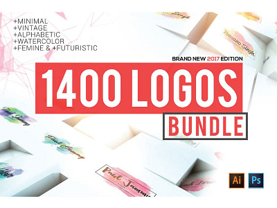 1400 Logos Brand New 2017 Bundle 1400 logos alphabetic femine futuristic logos minimal vintage watercolor