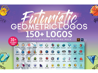 Futuristic & Geometric Logos branding logos branding pack futuristic geo shape geometric logos