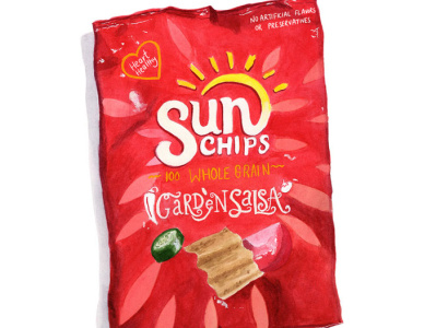 Sun Chips Realistic Illustration chips eat and drink editorial food food packaging graphic design icon illustration ipad magazine package design packaged food packaging painting procreate realistic snacks watercolor