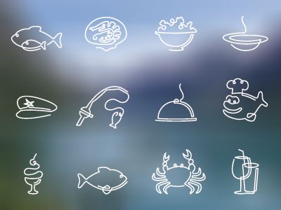 Vestfjorden restaurant and catering icons illustration restaurant seafood