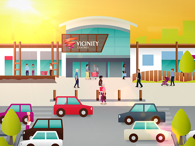 Shopping centre design illustration mall shopping