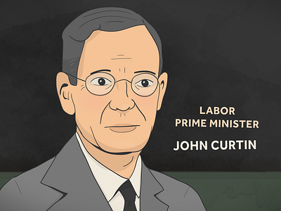 John Curtin 1940s character design illustration politician politics portrait