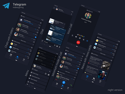Telegram Redesign android app clean material design messenger mobile night oneui redesign screens telegram ui ux