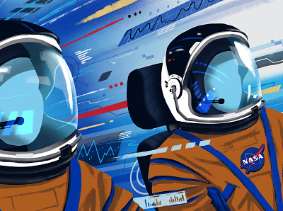 NASA / Cockpit View Style Frame astronaut aviation cockpit data illustration motion nasa outer space science space spaceman speed tech