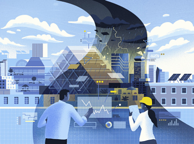 Architect Magazine / Weather Whiplash architecture city cityscape climate change data editorial editorial illustration illustration science sustainability technology