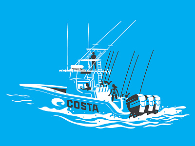 COSTA T-shirt Design boat boating costa design fishing ocean sailing t shirt tshirt vector water