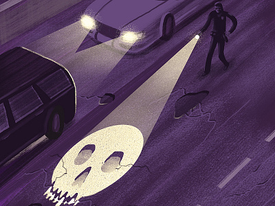 Why do routine traffic stops turn deadly? car cops death editorial illustration magazine news police skull traffic violence