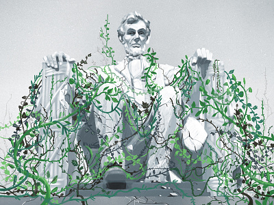 Lincoln Illustration for StarTribune america editorial illustration lincoln memorial overgrown political president statue vines